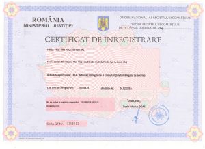 Certificat de inmatriculare ONRC